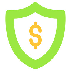 Dollar inside shield, concept of financial security