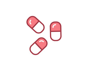 Pills flat icon. Thin line signs for design logo, visit card, etc. Single high-quality outline symbol for web design or mobile app. Medical outline pictogram.