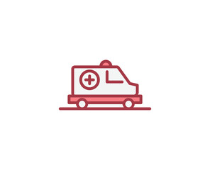 Ambulance flat icon. Thin line signs for design logo, visit card, etc. Single high-quality outline symbol for web design or mobile app. Medical outline pictogram.