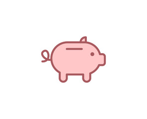 Money pig flat icon.