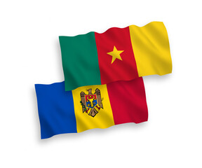 Flags of Cameroon and Moldova on a white background