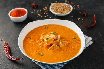 Paneer butter masala , Paneer tikka masala curry Delhi Mumbai North Indian vegetarian side dish butter paneer made using cottage cheese, Indian spices for roti, paratha, chapati