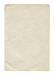 Vintage paper blank isolated on white background. Old paper texture for design.