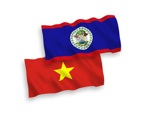Flags of Belize and Vietnam on a white background