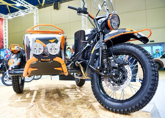 Motorcycle with sidecar in exhibition