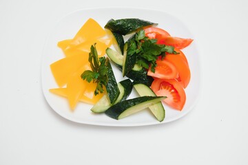 fresh vegetable salad isolated on white background