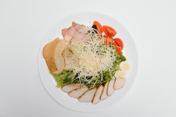 fresh vegetable salad isolated on white background