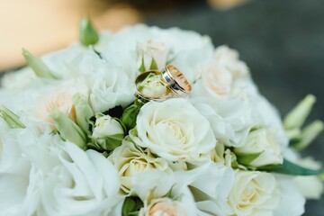 wedding bride's bouquet. vintage toned picture