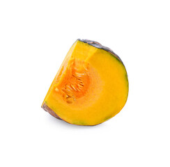 Slice of pumpkin isolated on white background.