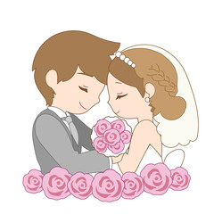 幸せそうな新郎新婦