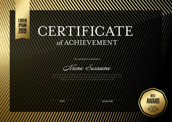 Modern dark golden certificate template