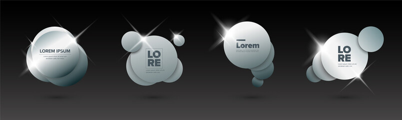 Set of silver Vector Abstract digital elements with sample content