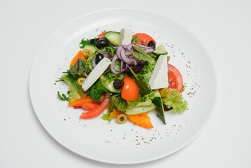 fresh vegetable salad isolated on white background
