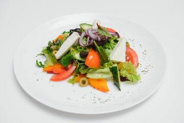 fresh vegetable salad isolated on white background