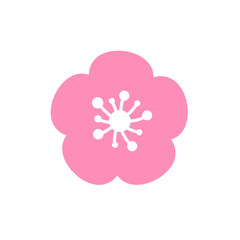 Cherry blossom vector Pink cherry blossoms blooming Isolated on white background