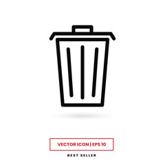 Trash can icon vector. Delete sign