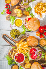 Bbq with hamburgers and french fries