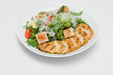 fresh vegetable salad isolated on white background