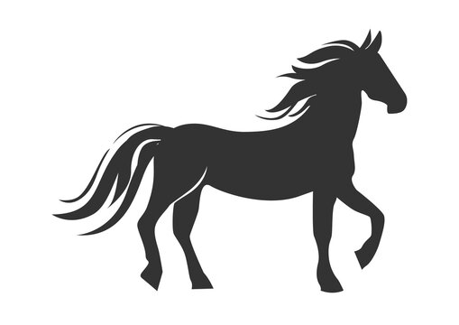 Vector slate of a stylized horse with a developing mane in a simple style for decoration or emblem.