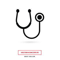 Stethoscope icon vector, medical tool sign