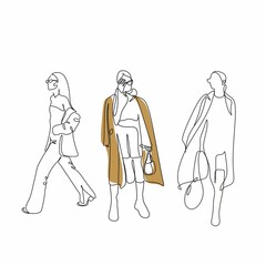 One line woman fashion, creative freehand composition in contemporary abstract style with colorful geometric elements. Beauty fashion female young figure. Tempura design for print, card, poster