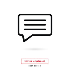Speech bubble icon vector. Text message sign