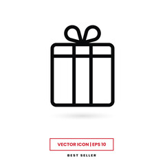 Gift box icon vector. Present sign