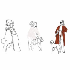 Set of Abstract minimalistic female figure in underwear. Vector fashion illustration of the female body in a trendy linear style. Elegant art. For posters, tattoos, logos of underwear stores