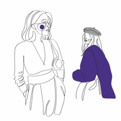 Set of fashion woman line art covers for social media stories, cards, flyer, poster,cmobile app, banners and other promotion. Modern abstract faces. Contemporary female silhouettes.