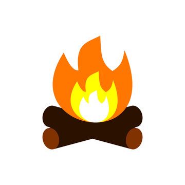 recommend clip art: Campfire color icon. Bonfire cartoon symbol. Open fire with firewood on white background. Camp fire flame icon. Burning fire on woodpile. Outdoor fireplace sign. Vector illustration, flat, clip art.