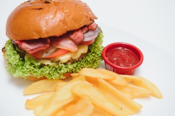 hamburger isolated on white background