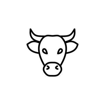 Cow Line Icon In A Simple Style. Vector sign in a simple style isolated on a white background. 64x64 pixel.