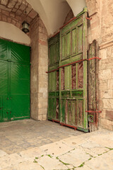 The closed  Council Gates - Bab Al-Madjlis of the Temple Mount, in the old city of Jerusalem, in Israel