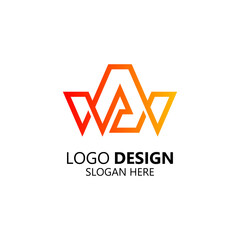 abstract letter A and letter W logo design
