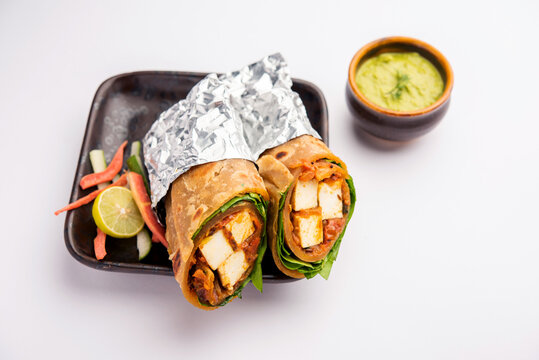 Paneer chapati Spring roll - Cottage Cheese with masala stuffed in flat bread & rolled, Indian food