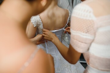 Bride's wedding dress. wedding day