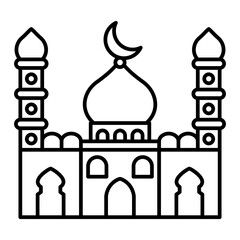 Vector Mosque Outline Icon Design