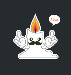 cute and kawaii candle cartoon character flat design vector illustration