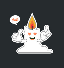 cute and kawaii candle cartoon character flat design vector illustration