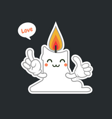 cute and kawaii candle cartoon character flat design vector illustration