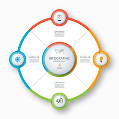 Infographic circle, process chart, cycle diagram. 4 steps. Vector template for business presentation, report, brochure