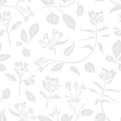 Black and White Botanical Floral Seamless Pattern Background