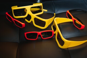 3D glasses on a black background