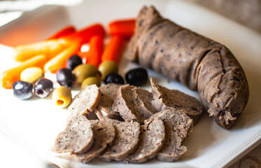 Vegan sliced cannellini beans and black olives