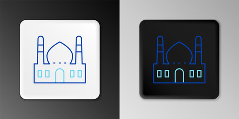 Line Muslim Mosque icon isolated on grey background. Colorful outline concept. Vector