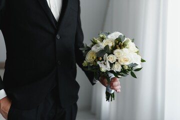 wedding bride's bouquet. vintage toned picture
