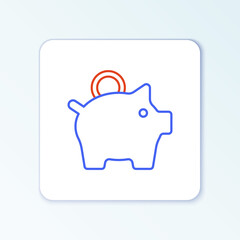 Line Piggy bank icon isolated on white background. Icon saving or accumulation of money, investment. Colorful outline concept. Vector