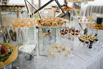 Many small desserts close together