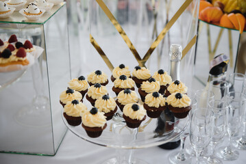 Many small desserts close together