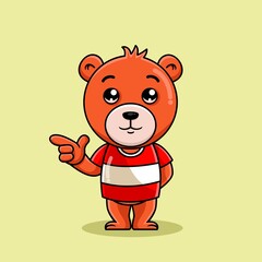 cartoon bear pose pointing to the right illustration